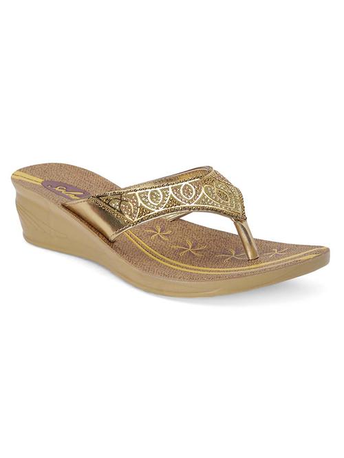 gold slip on sandal - 16984908 - Standard Image - 1