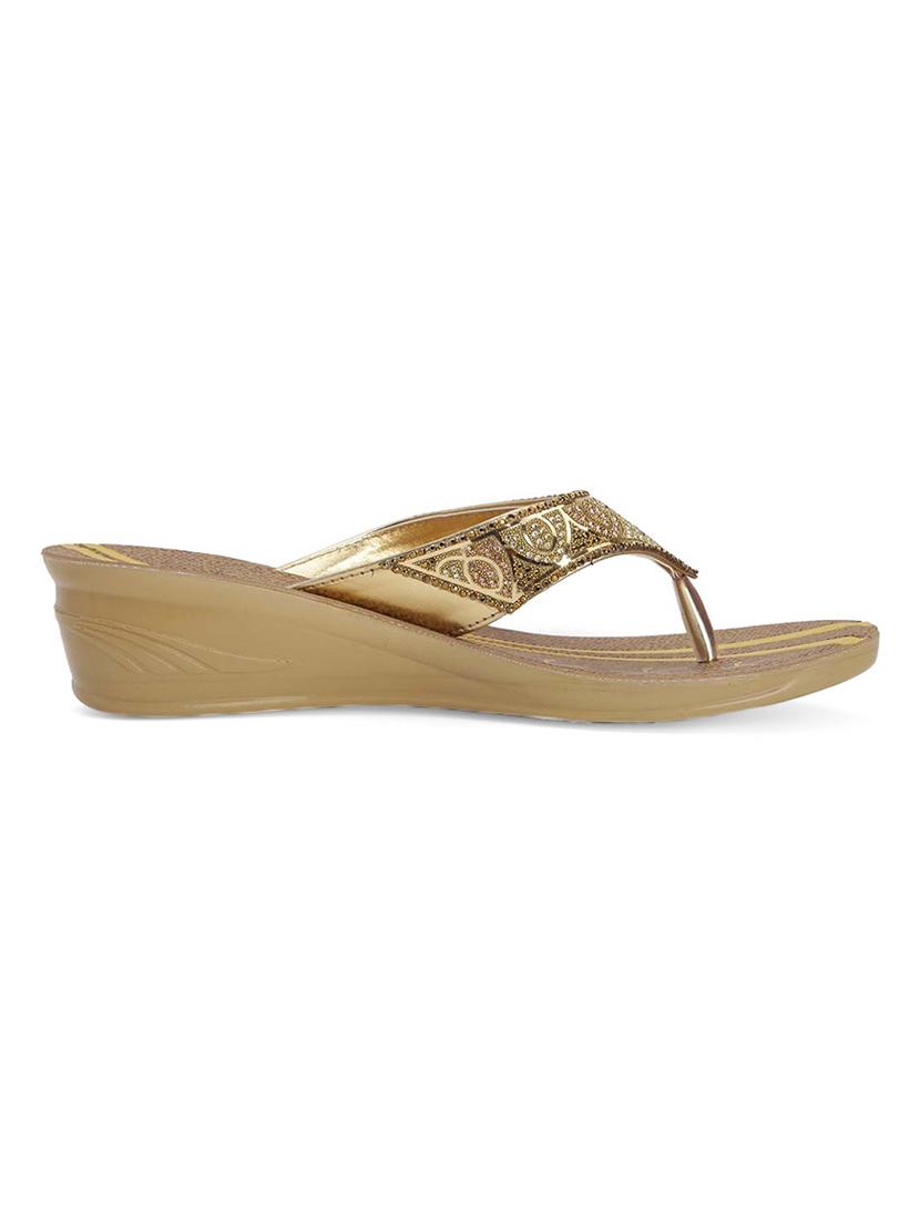 gold slip on sandal - 16984908 - Zoom Image - 2