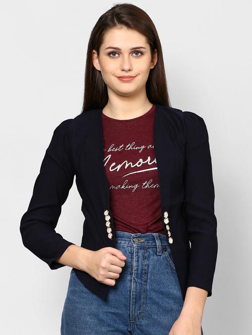 metallic button detail blazer - 16985176 - Standard Image - 1