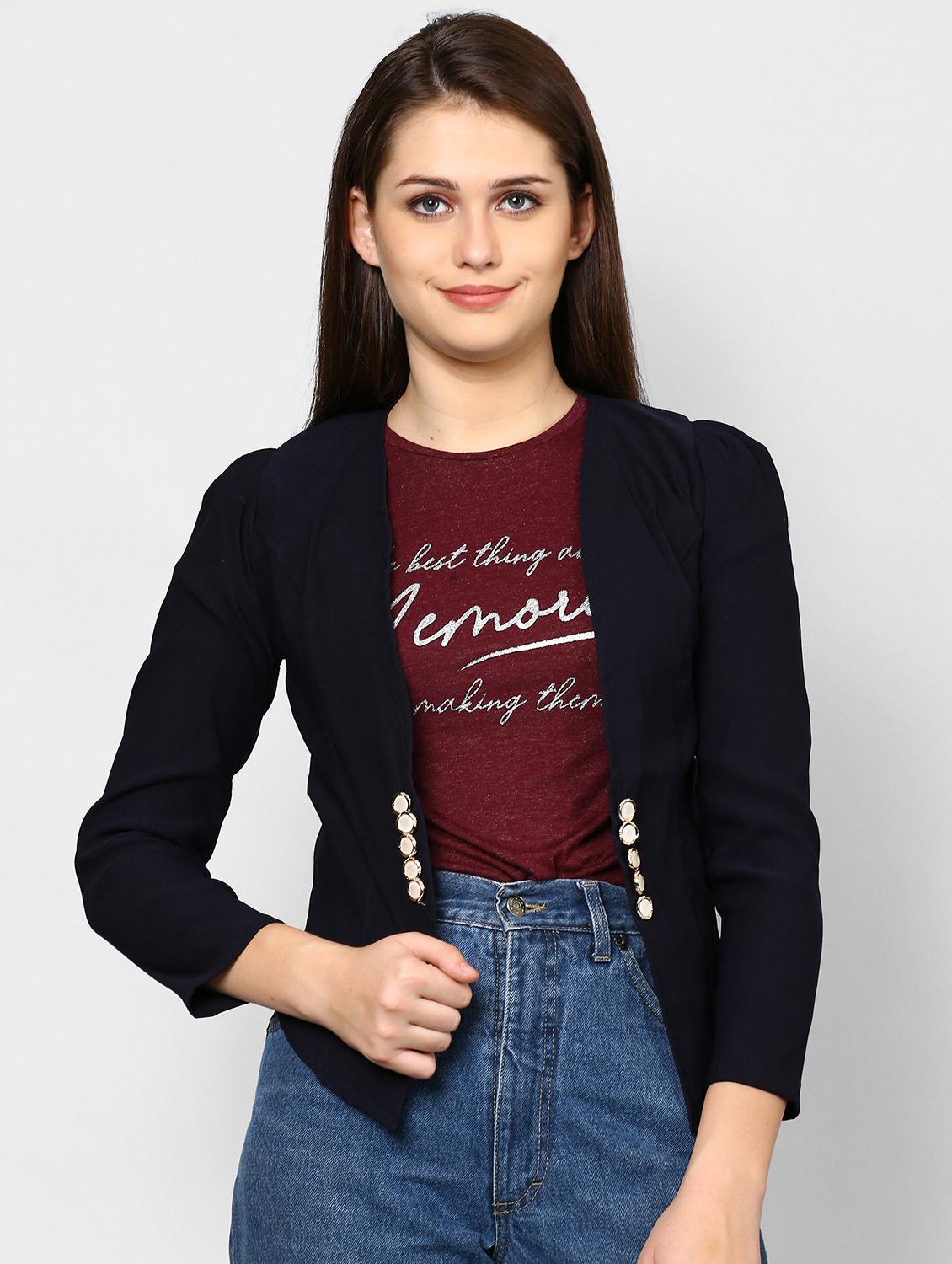 metallic button detail blazer - 16985176 - Zoom Image - 1