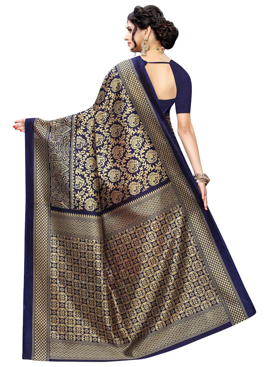 floral half & half mysore silk saree with blouse - 16986268 - Zoom Image - 2