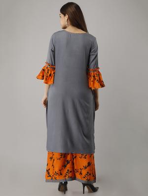 bell sleeves kurta palazzo set - 16986715 - Standard Image - 3
