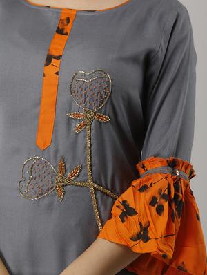 bell sleeves kurta palazzo set - 16986715 - Standard Image - 4