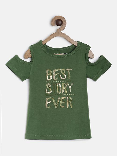 green cotton regular tops & tee - 16986736 - Standard Image - 1