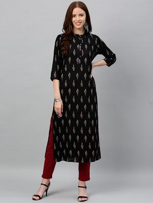 ikat print straight kurta - 16987189 - Standard Image - 2