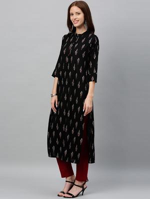 ikat print straight kurta - 16987189 - Standard Image - 3