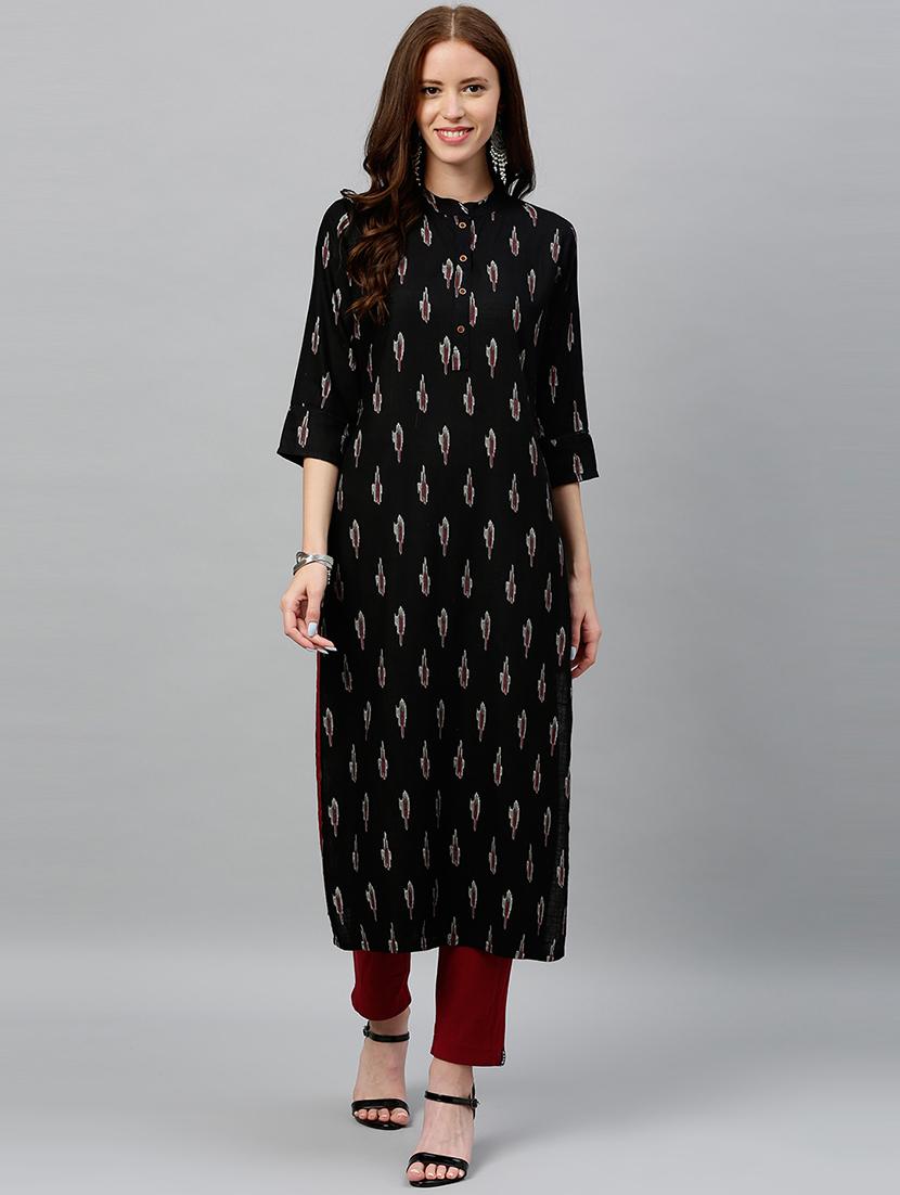 ikat print straight kurta - 16987189 - Zoom Image - 1
