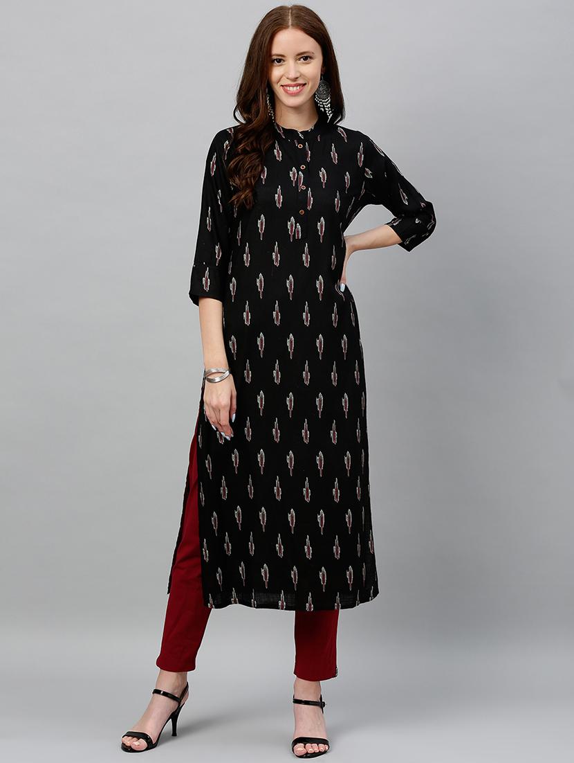 ikat print straight kurta - 16987189 - Zoom Image - 2