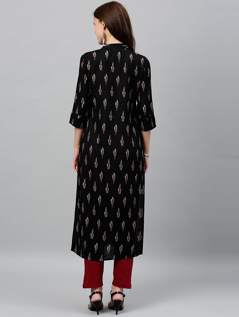 ikat print straight kurta - 16987189 - Zoom Image - 4
