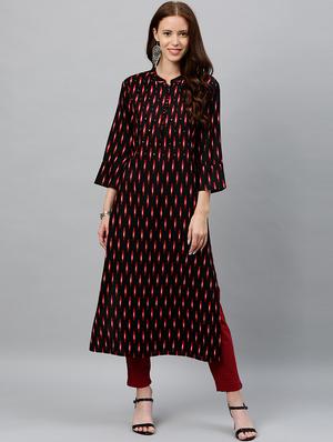 ikat print straight kurta - 16987193 - Standard Image - 2