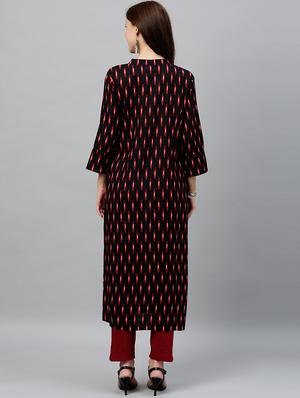 ikat print straight kurta - 16987193 - Standard Image - 4