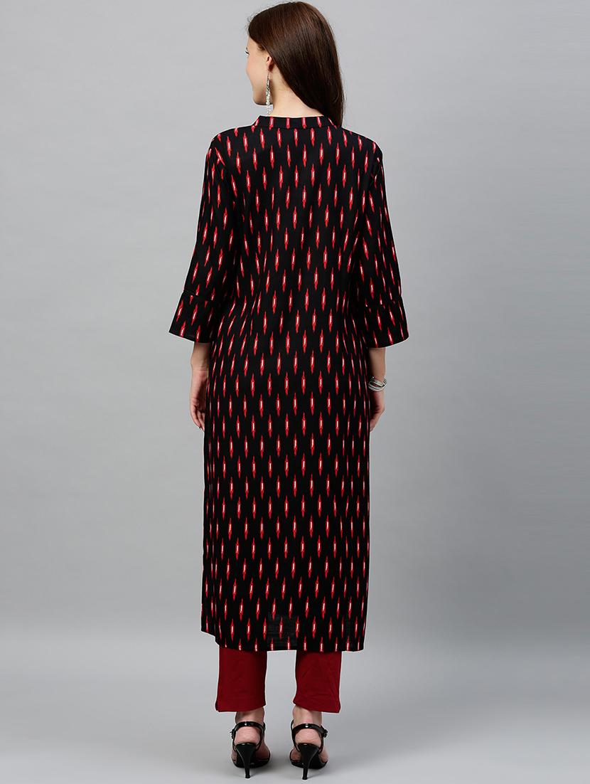 ikat print straight kurta - 16987193 - Zoom Image - 4