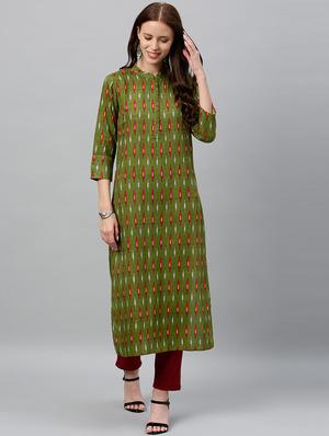 ikat print straight kurta - 16987194 - Standard Image - 2