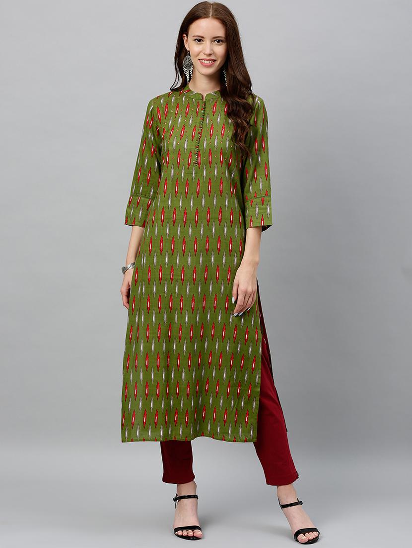 ikat print straight kurta - 16987194 - Zoom Image - 1