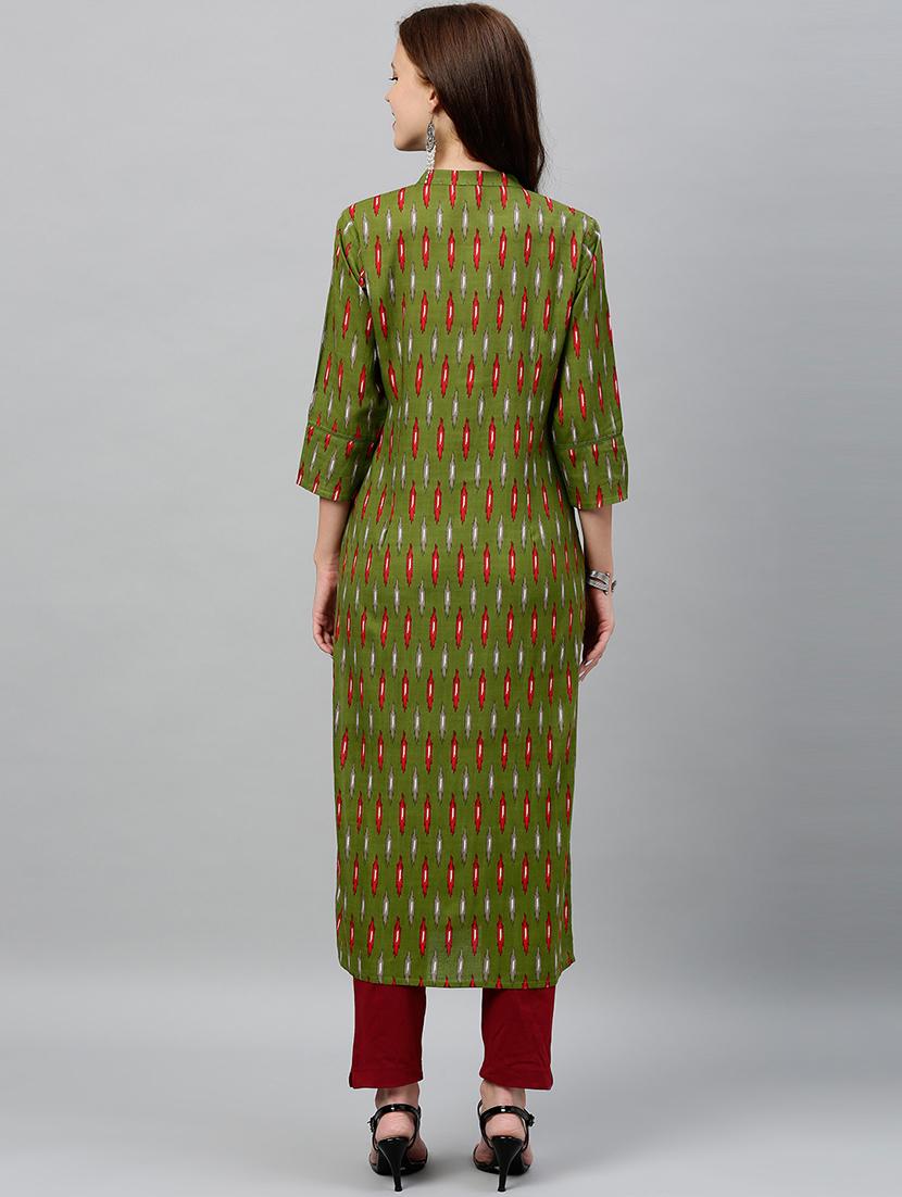 ikat print straight kurta - 16987194 - Zoom Image - 4