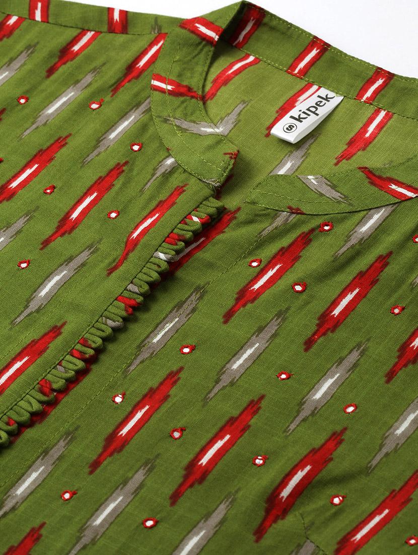 ikat print straight kurta - 16987194 - Zoom Image - 5
