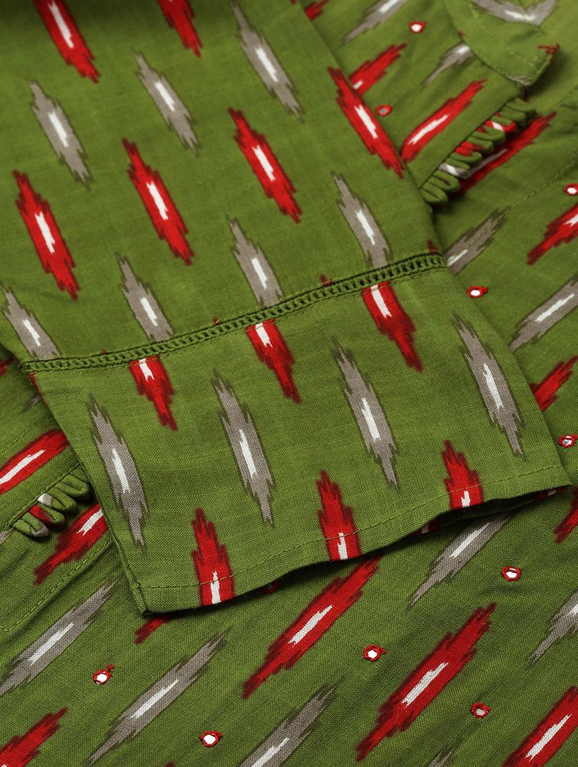 ikat print straight kurta - 16987194 - Zoom Image - 6