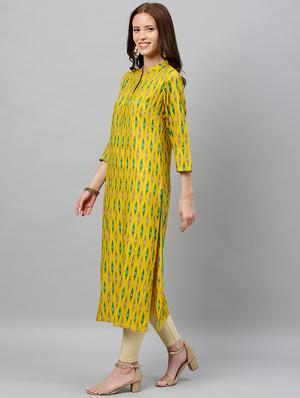 ikat print straight kurta - 16987195 - Standard Image - 3