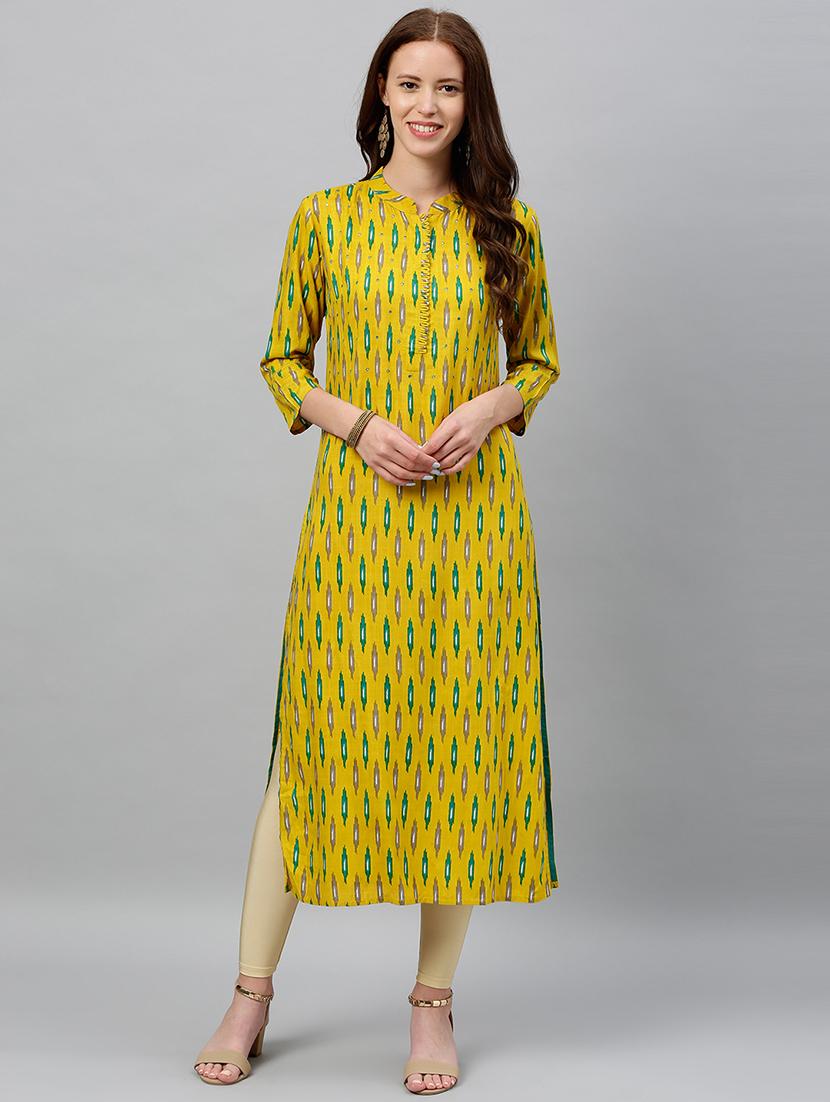 ikat print straight kurta - 16987195 - Zoom Image - 1