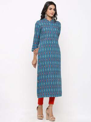 ikat print straight kurta - 16987196 - Standard Image - 2