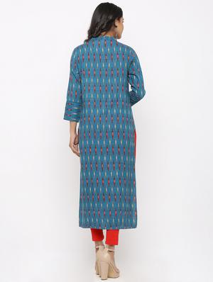ikat print straight kurta - 16987196 - Standard Image - 4