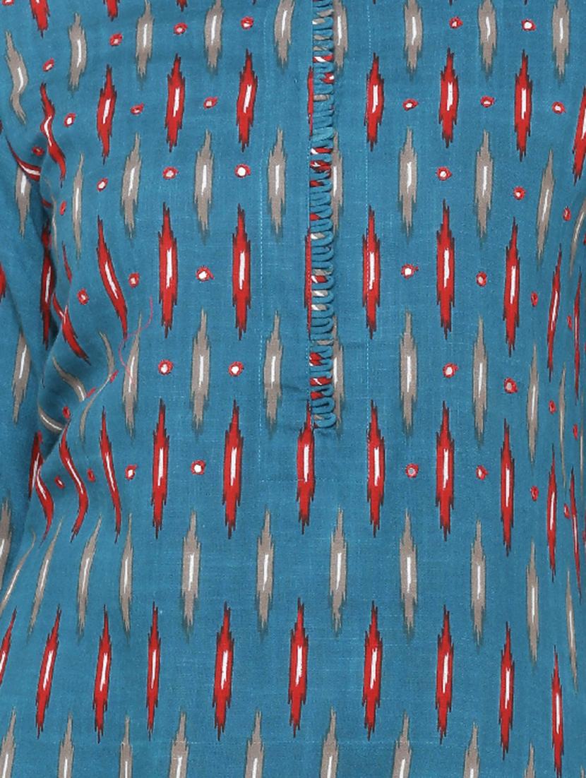 ikat print straight kurta - 16987196 - Zoom Image - 5