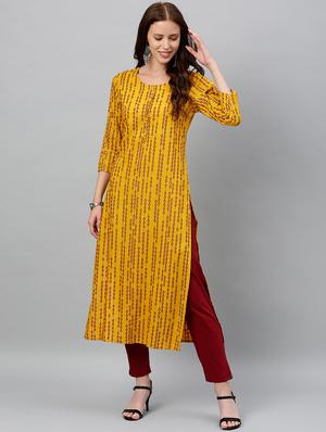 printed straight kurta - 16987210 - Standard Image - 2
