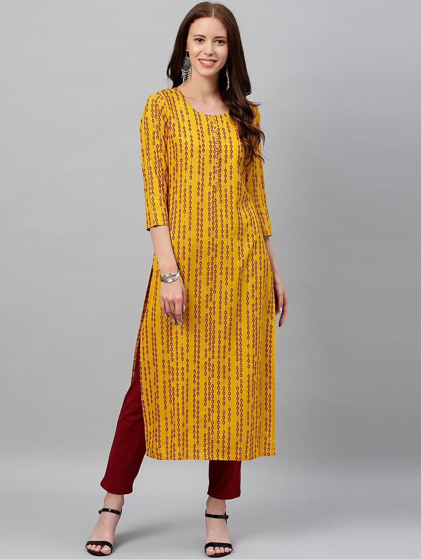 printed straight kurta - 16987210 - Zoom Image - 1