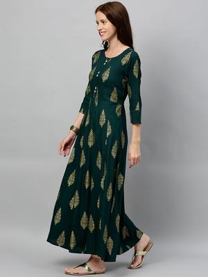 block print anarkali ethnic dress - 16987219 - Standard Image - 2