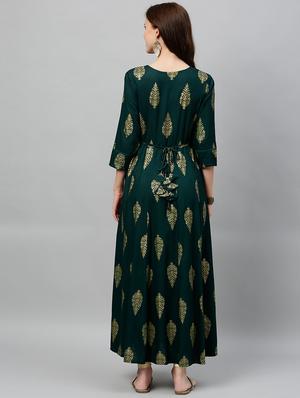 block print anarkali ethnic dress - 16987219 - Standard Image - 3