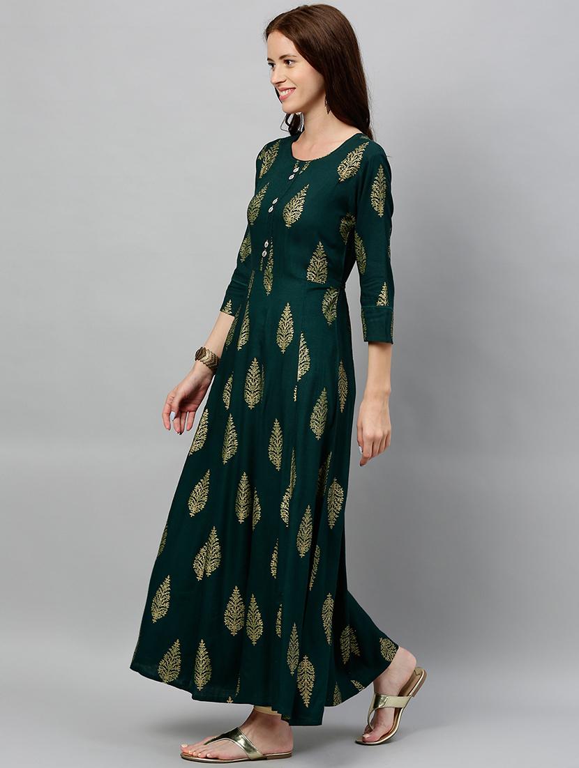 block print anarkali ethnic dress - 16987219 - Zoom Image - 2