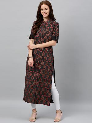floral print straight kurta - 16987232 - Standard Image - 2