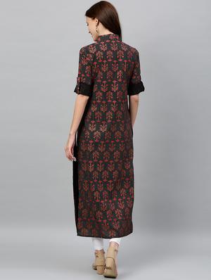 floral print straight kurta - 16987232 - Standard Image - 4