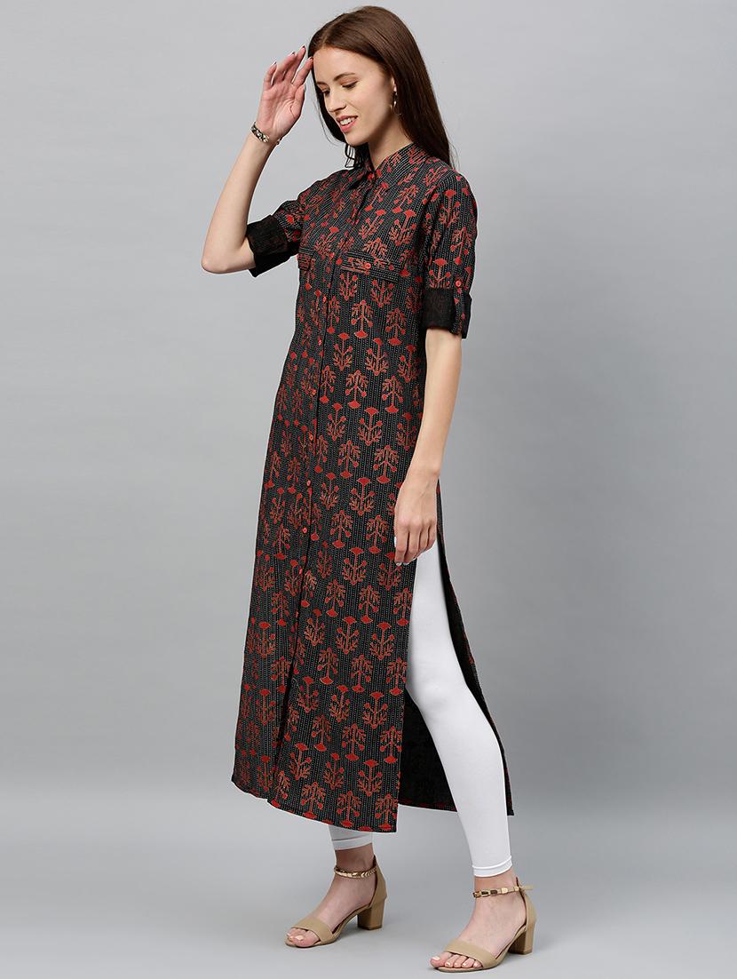floral print straight kurta - 16987232 - Zoom Image - 3