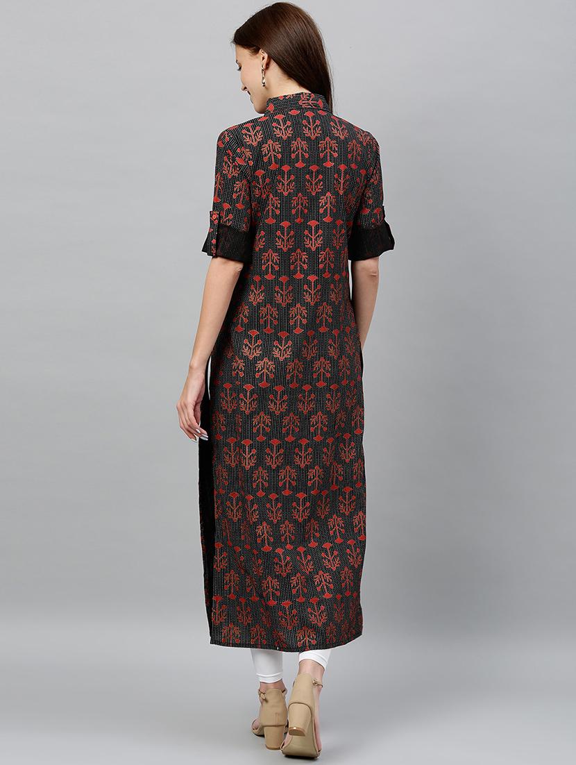 floral print straight kurta - 16987232 - Zoom Image - 4