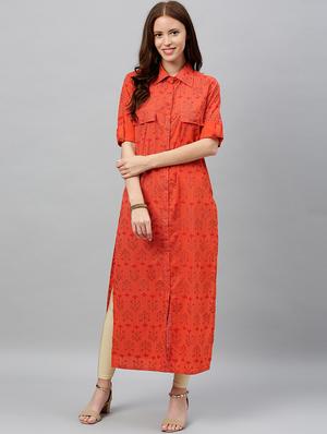 floral print straight kurta - 16987234 - Standard Image - 2