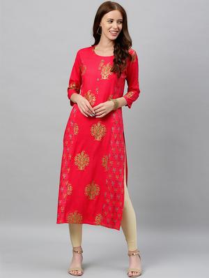 block print straight kurta - 16987246 - Standard Image - 3