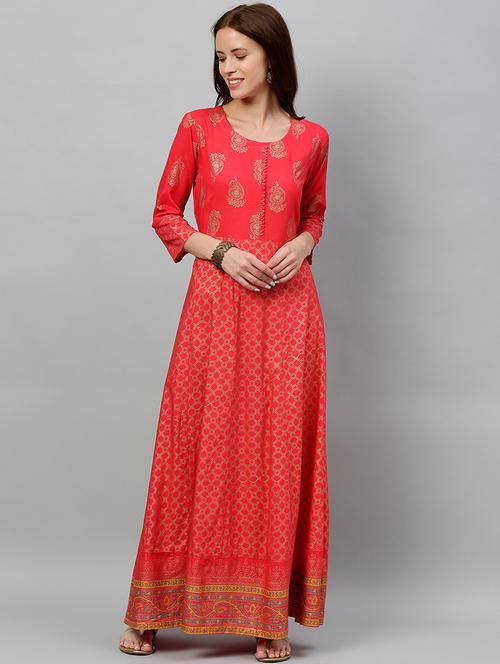 foil print anarkali kurta - 16987258 - Standard Image - 1