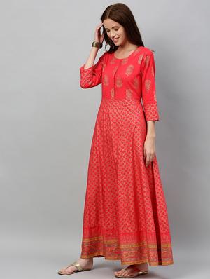 foil print anarkali kurta - 16987258 - Standard Image - 2