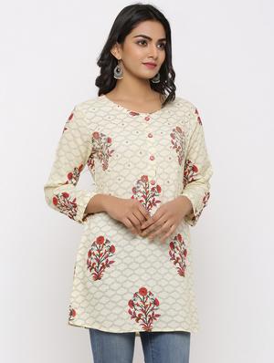 block print straight kurti - 16987268 - Standard Image - 2