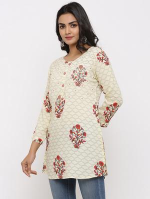 block print straight kurti - 16987268 - Standard Image - 3