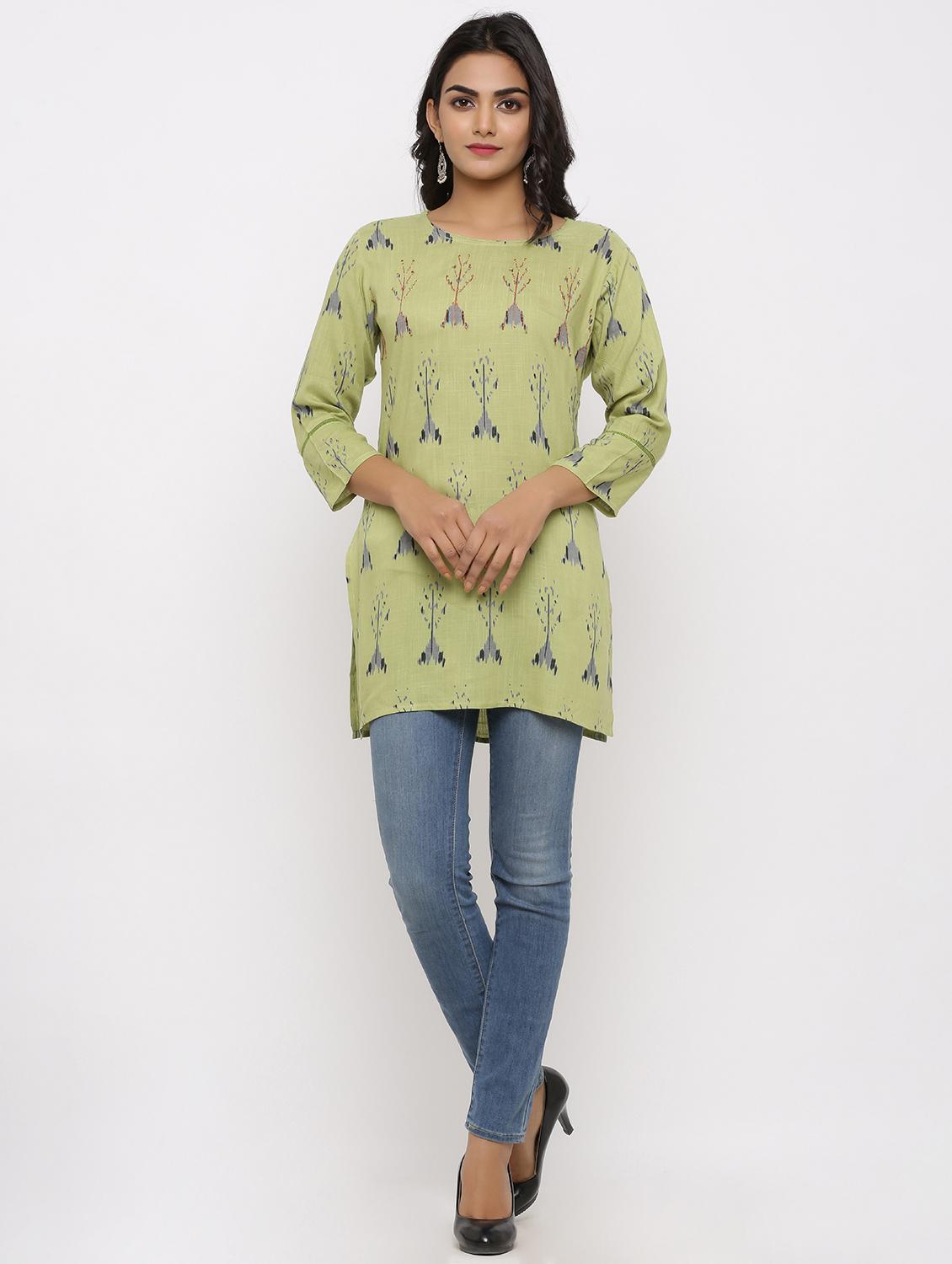 ikat print straight kurti - 16987275 - Zoom Image - 5