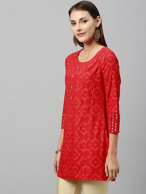 printed straight kurti - 16987278 - Standard Image - 2
