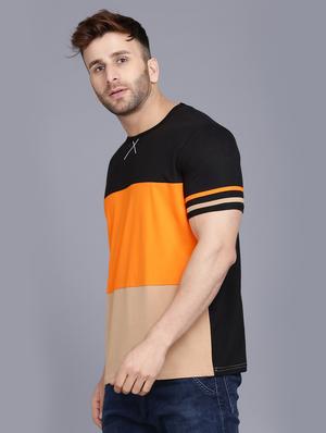 black color block taped t-shirt - 16988267 - Standard Image - 2