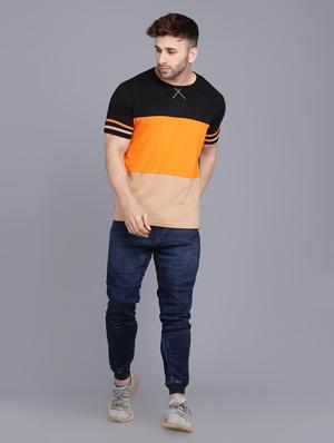 black color block taped t-shirt - 16988267 - Standard Image - 5