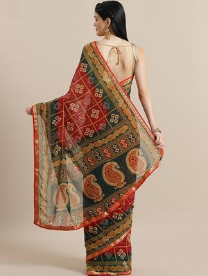 geometrical woven saree with blouse - 16988435 - Standard Image - 2