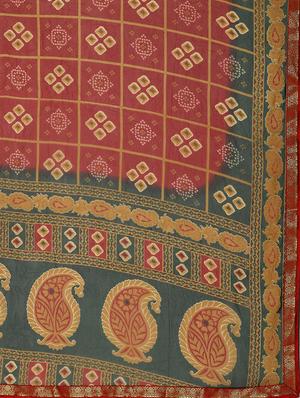 geometrical woven saree with blouse - 16988435 - Standard Image - 4