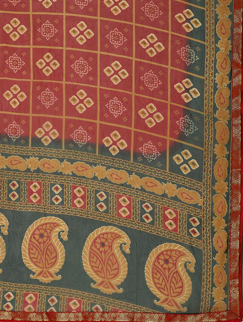 geometrical woven saree with blouse - 16988435 - Zoom Image - 4