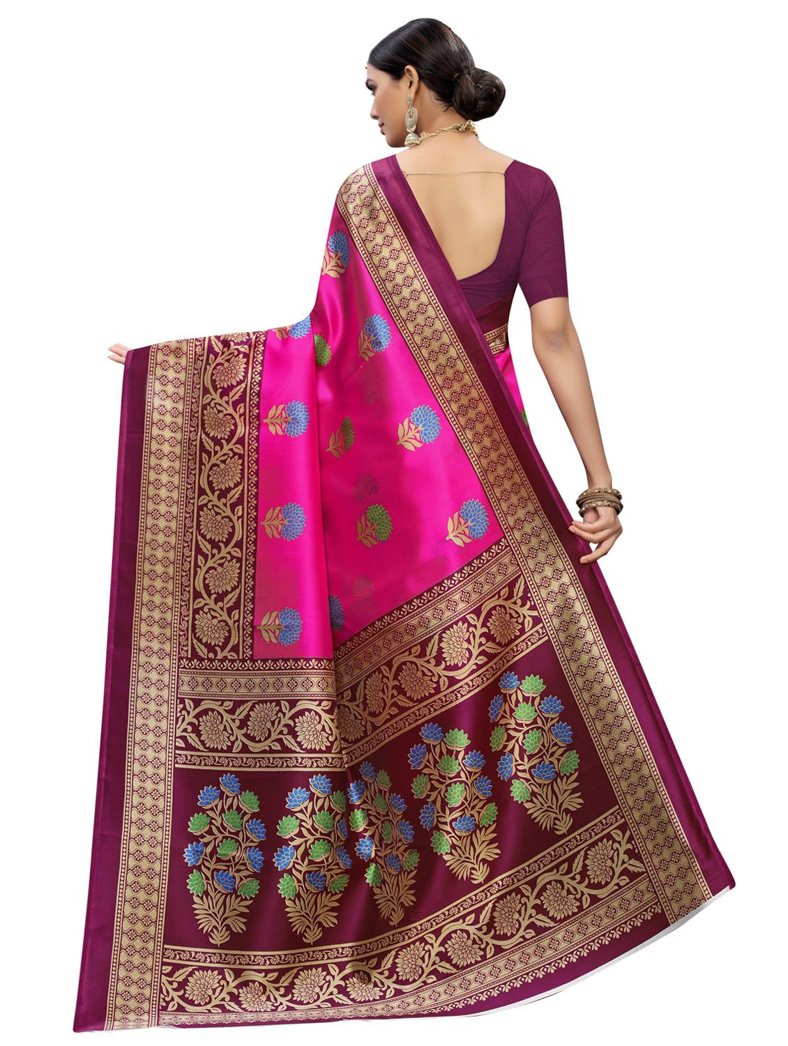 floral printed saree with blouse - 16989493 - Zoom Image - 2
