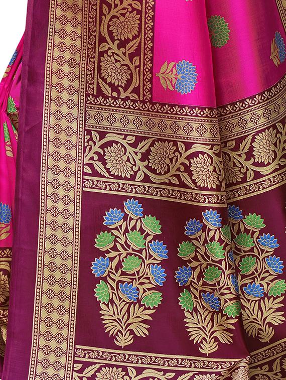 floral printed saree with blouse - 16989493 - Zoom Image - 3
